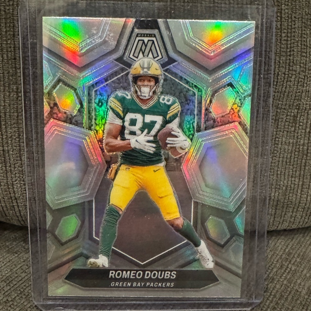 2024 Romeo Doubs Silver Prizm Panini Mosaic Mint condition.